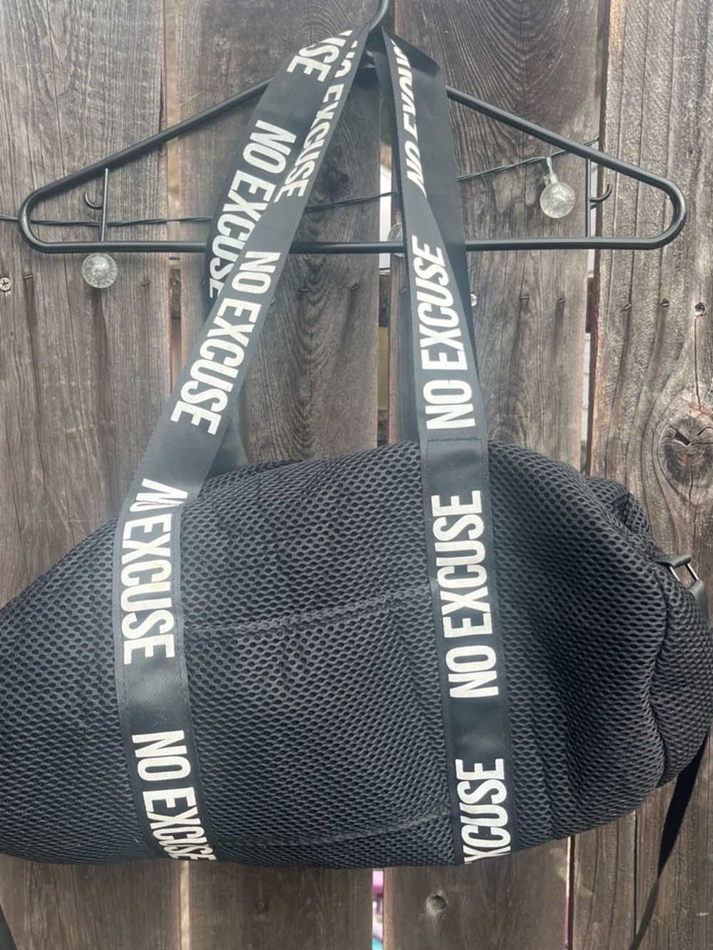 No Excuse Black Mesh Duffel Bag - Men